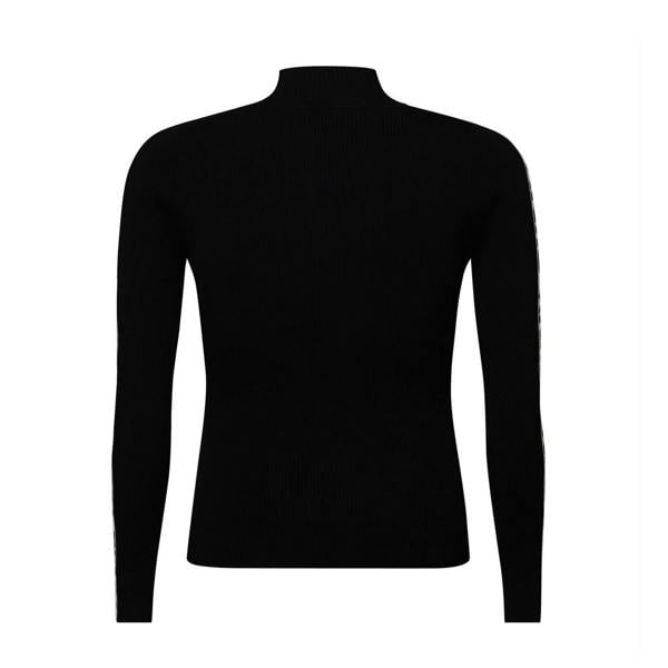 DKNY Womens/Ladies Logo Half Zip Long-Sleeved Sweater Top - Black - 