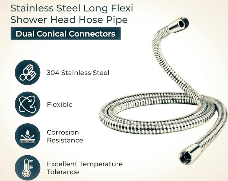 Blue Canyon Premium Shower Hose - Stainless Steel - 1.75m - Large Bore 11mm