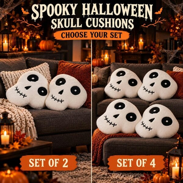 Smart Living Halloween Ghost Fleece Cushions Set of 2 or 4 Spooky Decor