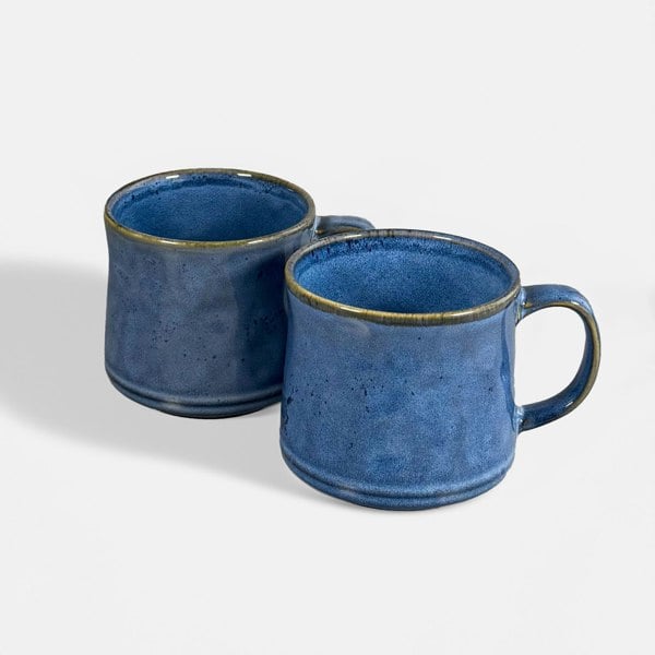 Scandi Home Set of 2 600ml Terra Fusion Blue Reactive Glaze Ceramic Mugs