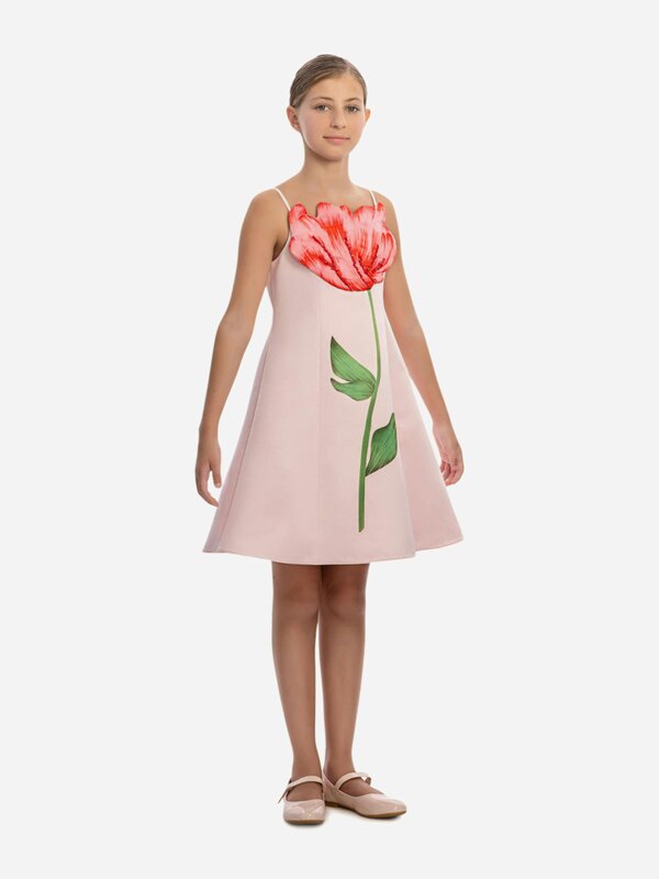 DRESS & Fleur Girls Embellished Flower Dress in Pink