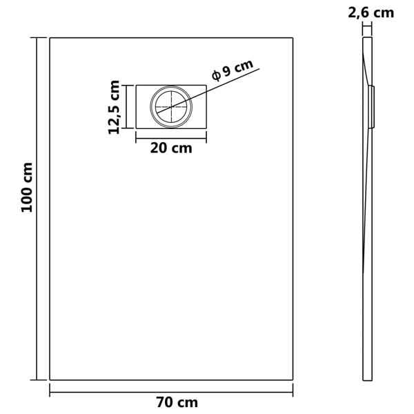 Berkfield Shower Base Tray SMC White 100x70 cm