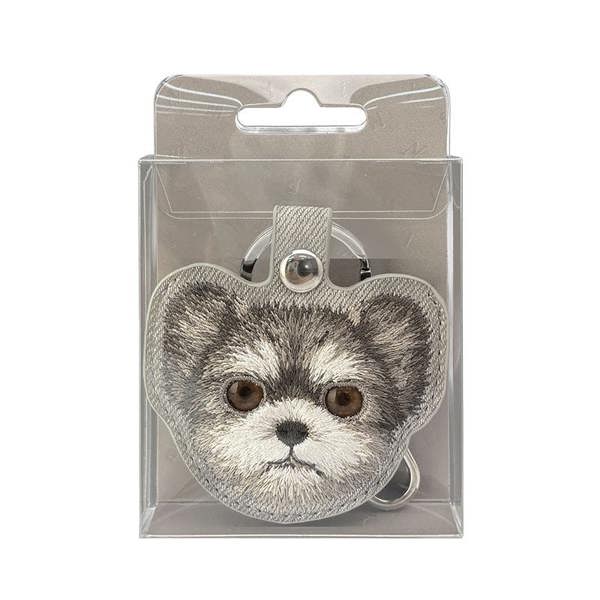 Nimmy Friends Nimmy Big Eye Cute Pet Yorkie Dog Face Airtag Keychain Grey - N-XDY-YSK-027