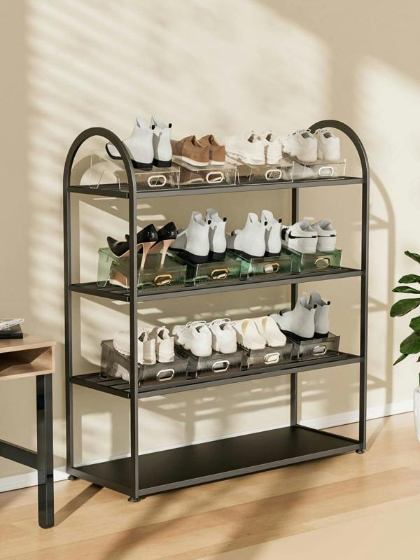 HYGRAD BUILT TO SURVIVE Double Layer Shoe Rack Slots Organizer 25 X 23 X 12.7cm Transparent Plastic Shoe Holder Wardrobe Storage
