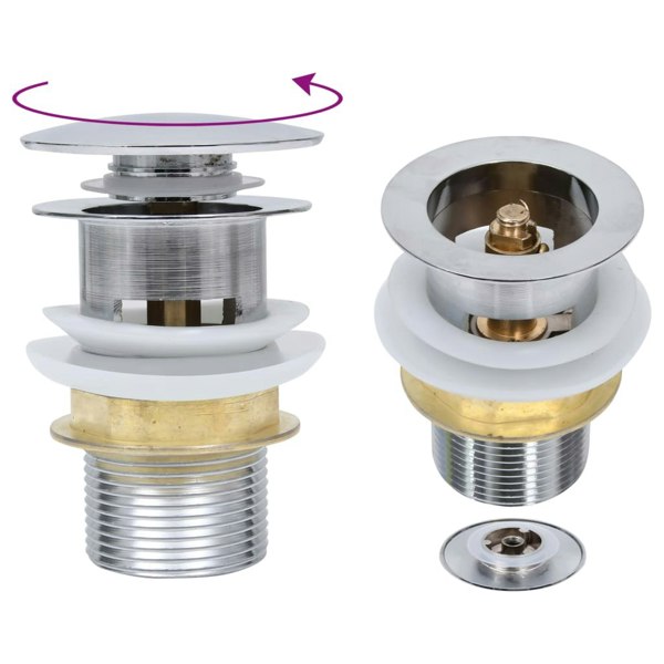 Berkfield Push Drain without Overflow Function Silver 6.4x6.4x9.1 cm