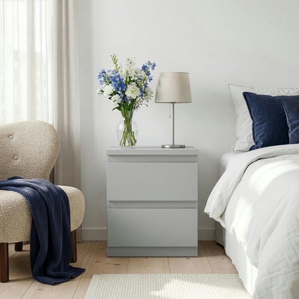 Furniture To Go Edmore 2 Drawer Bedside Table in Light Grey