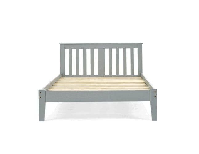 Mission TM Kingston Grey Pine Bed Frame Slatted Headboard Low Foot End 4 Sizes