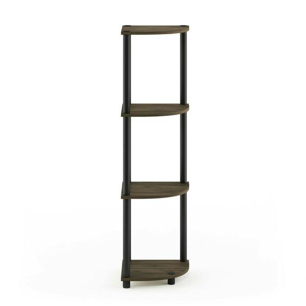 WALPLUS Versatile Turn-N-Tube 4-Tier Corner Display Rack Multipurpose Shelving Unit, Columbia Walnut/Black for Study Room