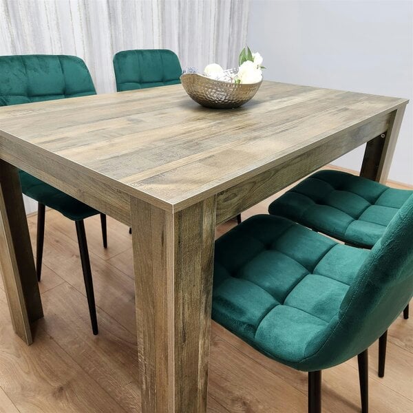 Kosy Koala Dining Set of 4 Dining Table and 4 Green Velvet Chairs Dining Room Furniture
