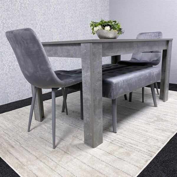 Kosy Koala Grey Wooden Dining Table Set with 2 Grey Chairs and Benches - Dining Kitchen Room Furniture