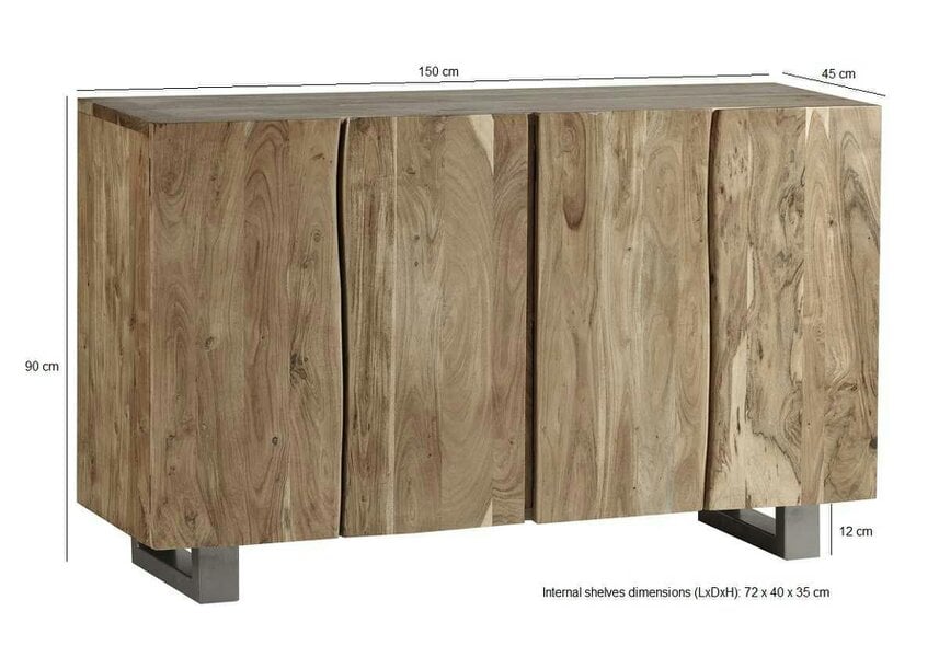 Wyld Haus Wellington Acacia Wood Modern Sideboard 4 Drawers