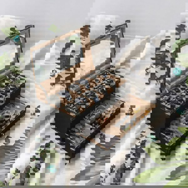 Rafaelo Mobilia Double Layer 12 Slot Watch Box Black