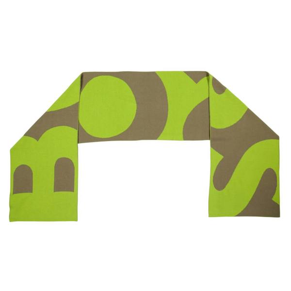 Boss Lettering Knitted Scarf - Light/Green - 