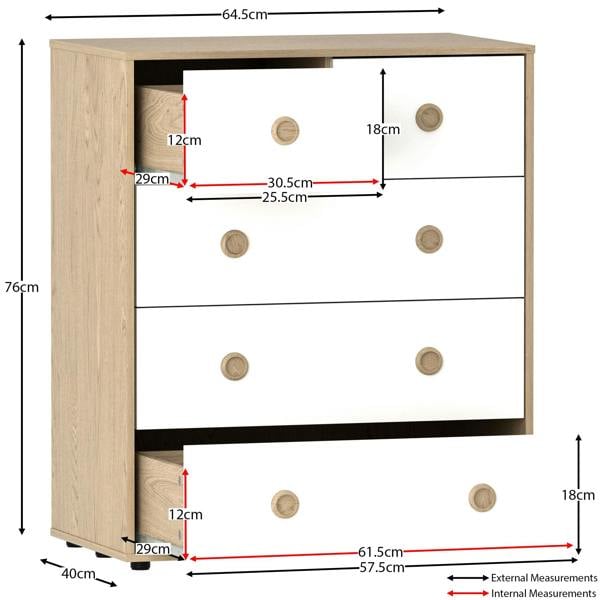 Junior Vida Neptune 5 Drawer Chest, Blue & Oak