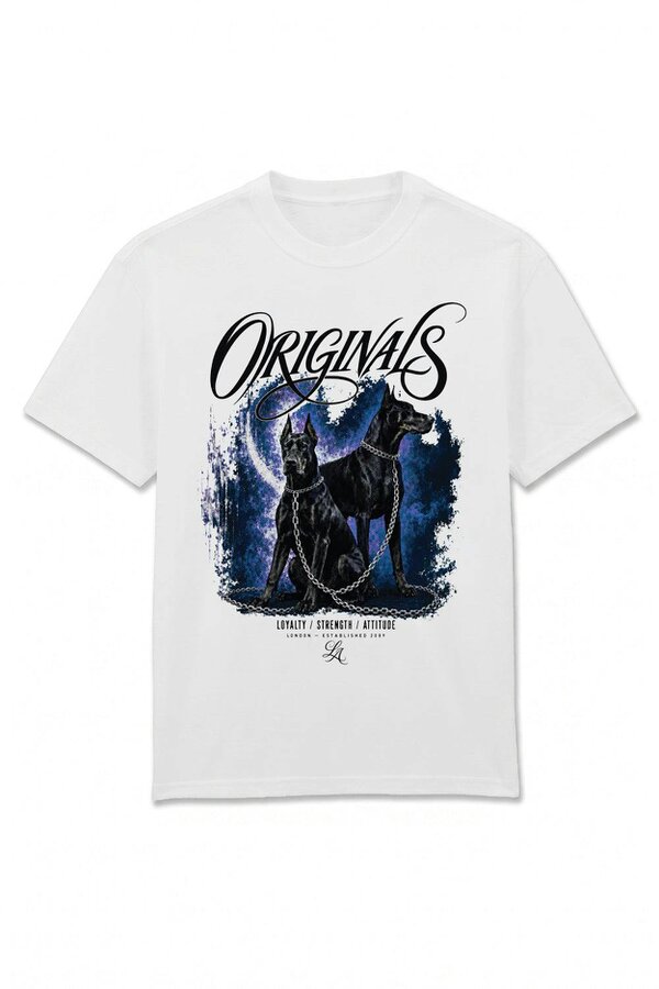 London Attitude Doberman Oversized Heavyweight Graphic White T-Shirt