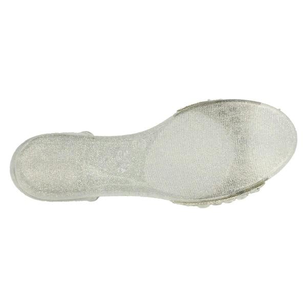 Spot On Ladies Spot On F0794  Open Toe Flat Ballerina With Jewelled Detailing
