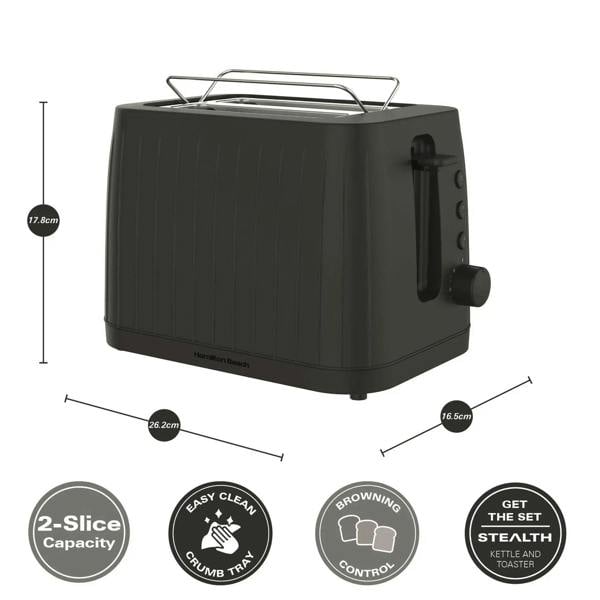 Hamilton Beach Stealth 2 Slice Textured Toaster - Matte Black