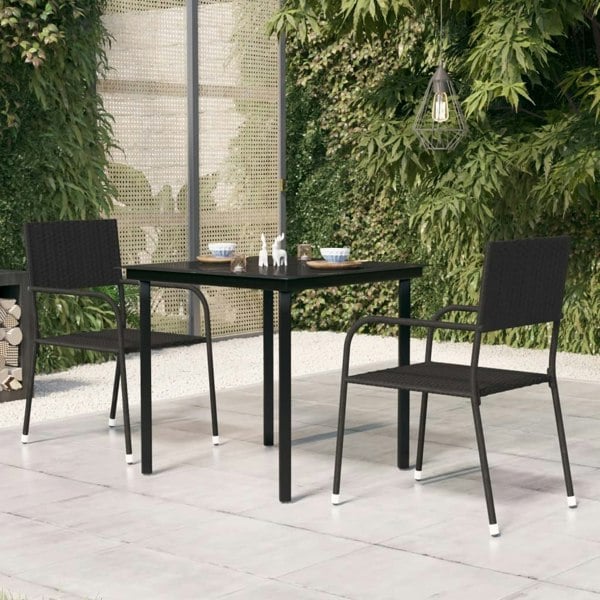 Berkfield Garden Dining Table Black 80x80x74 cm Steel and Glass