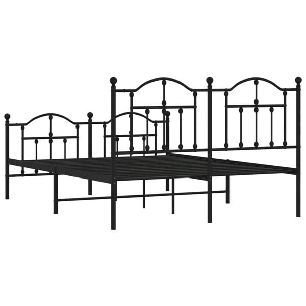 Berkfield Metal Bed Frame with Headboard and Footboard Black 140x190 cm