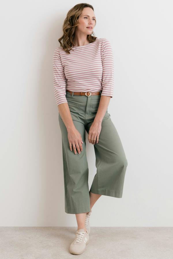 Lily & Me Monica Striped Organic Cotton Jersey Top Soft Pink