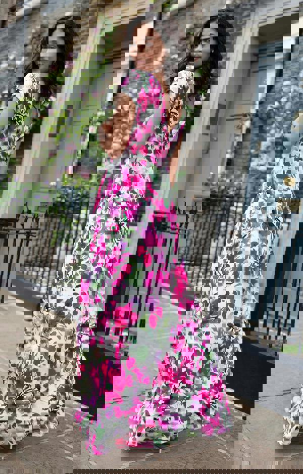 Alie Street London Sophia Maxi Dress Petite - Fuchsia Florals