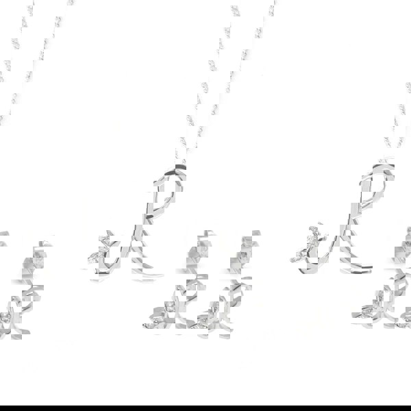 Say It With Winged Initial Earring Gift Set - Silver