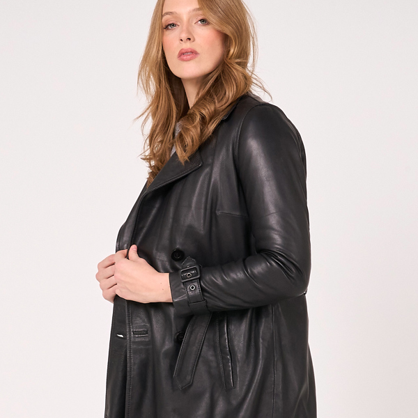 Barneys Originals Women's Real Leather Trench Coat