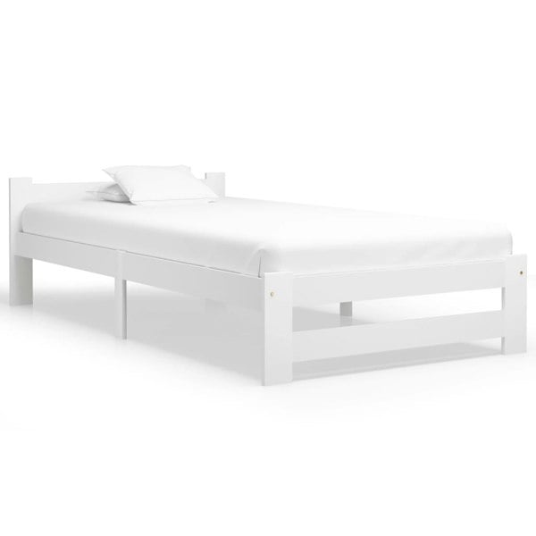 Berkfield Bed Frame White Solid Pine Wood 100x200 cm