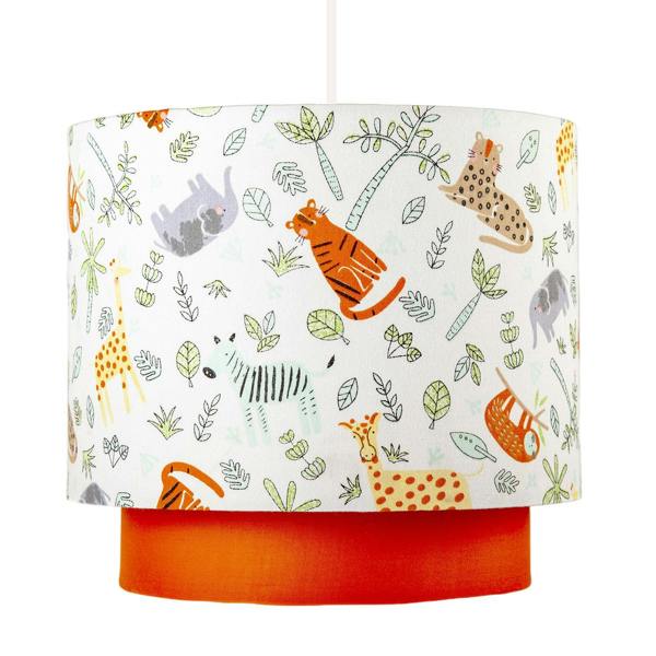 Safari Animals Childrens Pendant Light Shade with Double Tier Design Image 3