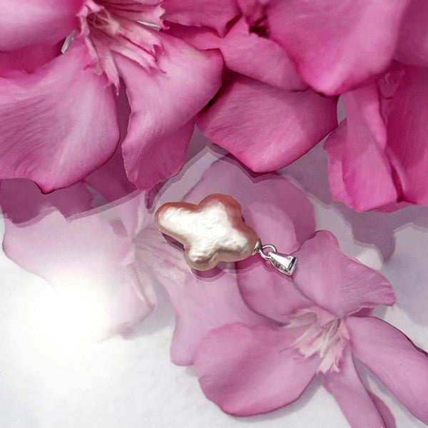 Pearl cross pendant handcrafted with sterling silver by LENAE London.