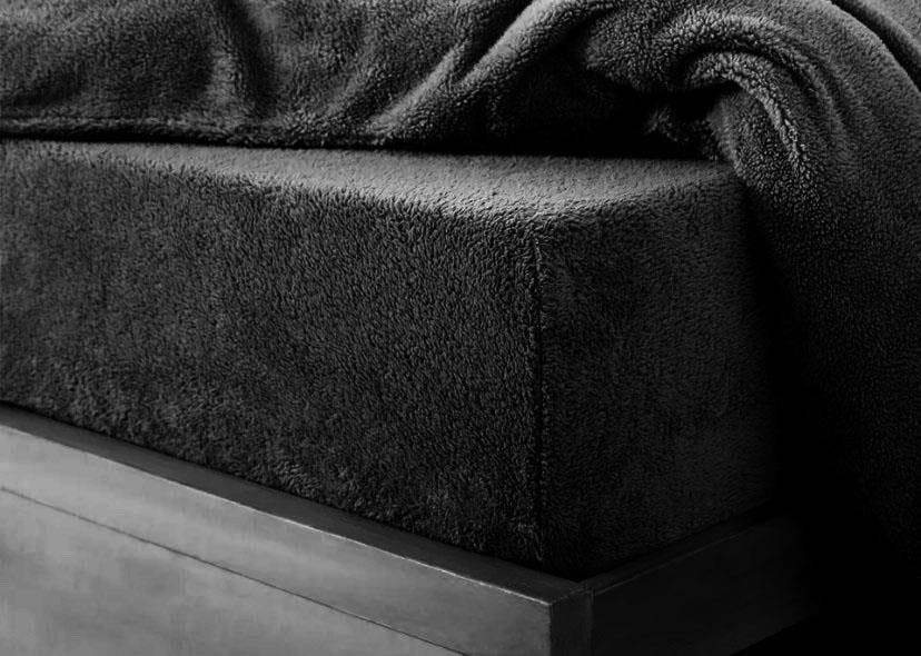 Teddy Fleece Fitted Sheet - Black - Super King