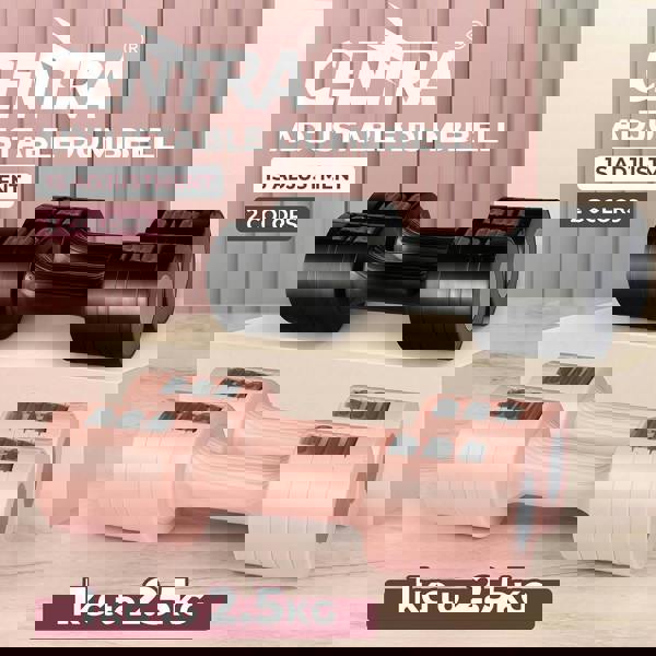 Centra Pair Adjustable Dumbbells 1-2.5kg Metal Home Gym Exercise Weight Training