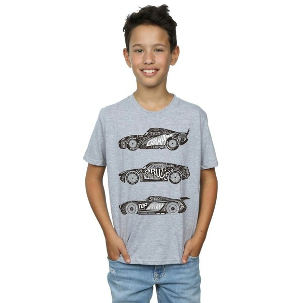 Disney Boys Cars Text Racers T-Shirt - Sports Grey