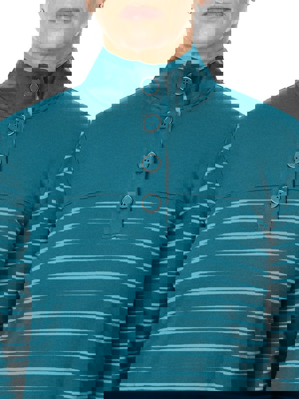 PennyPlain Striped Funnel Neck Top - Wedgewood