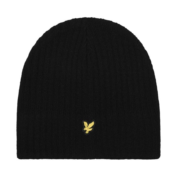 Lyle & Scott Mens Ribbed Knitted Beanie - True Black