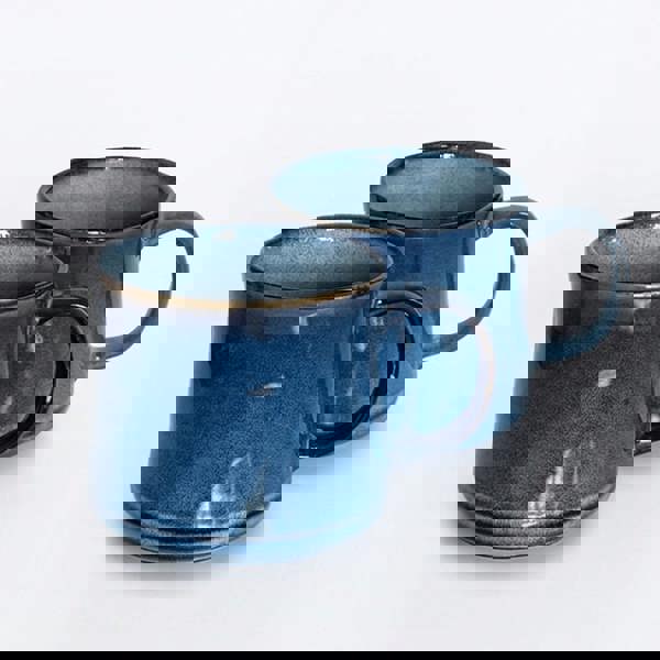 Navy blue reactive glaze mugs