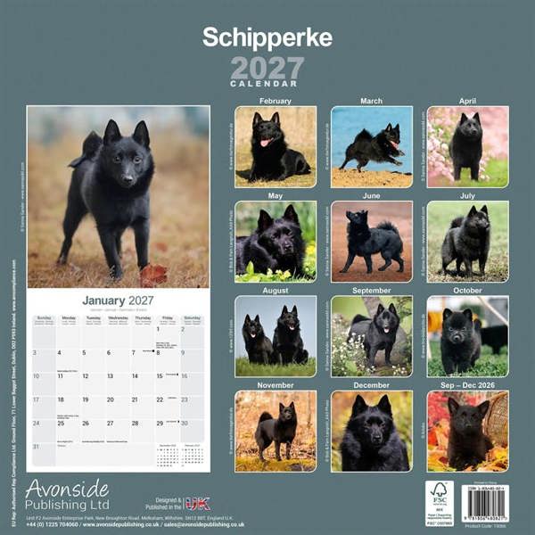 Schipperke Calendar 2027, Wall Calendars, Month To View, Dogs, Gift