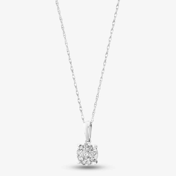 T. H. Baker 9ct White Gold 0.25ct Diamond Cluster Pendant TH0121571