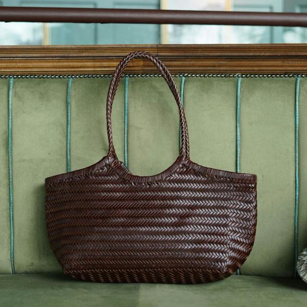 The Large Woven Leather Basket