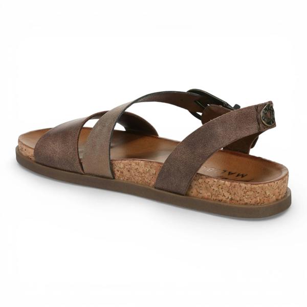Blowfish Malibu Lance - Women's Brown Silver Footbed Strappy Flat Sandals