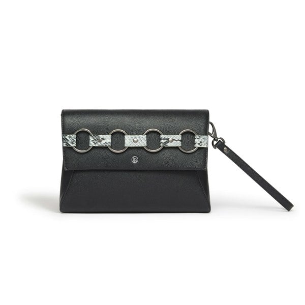 LaBante London Cruelty Free & Sustainable Alder Black Chained Wristlet Vegan Clutch and Cross Body bag