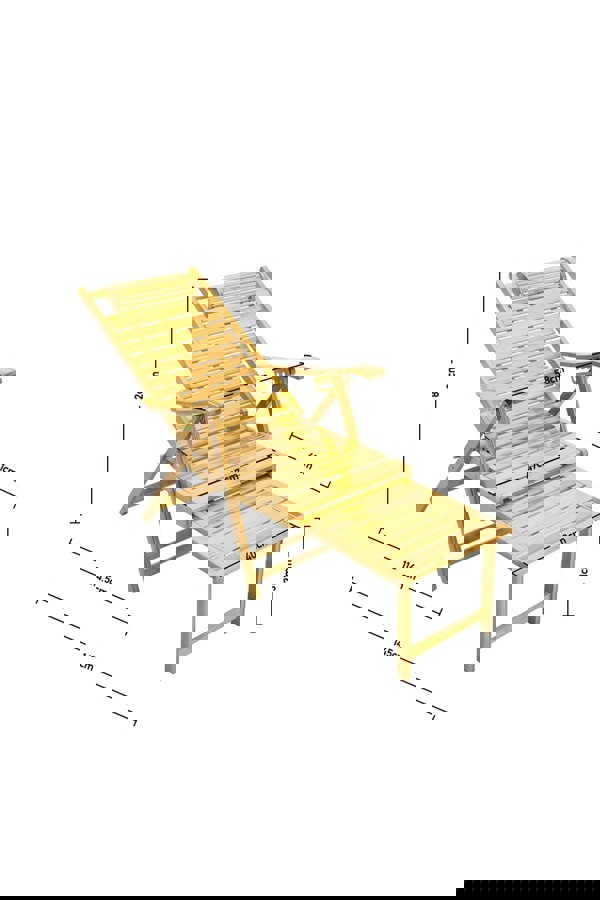 Living and Home Bamboo Folding Lounge Chair Recliner with Retractable Footrest