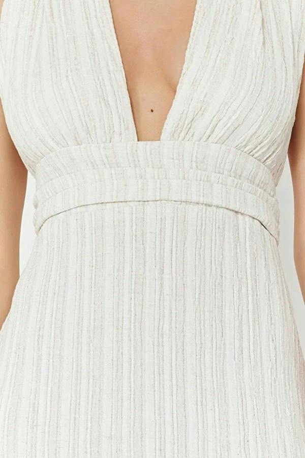 WOVCOR Woven Backless Maxi Beach Dress