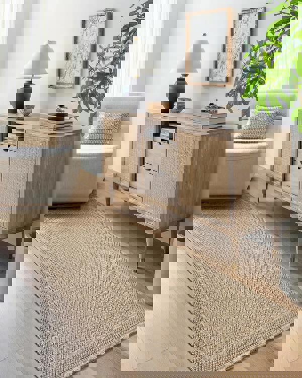 Livabliss Mirage-Cottage Tan Black Fringe In- & Outdoor Jute-Look Rug