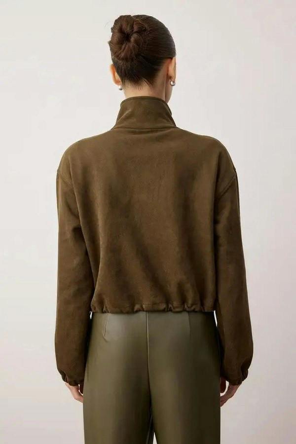 WOVCOR Zip-Up Unlined Regular Fit Knitted Suede Jacket