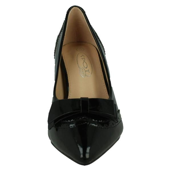 Spot On Ladies Spot On Mid Heel Court Shoes with Bow Trim F90128