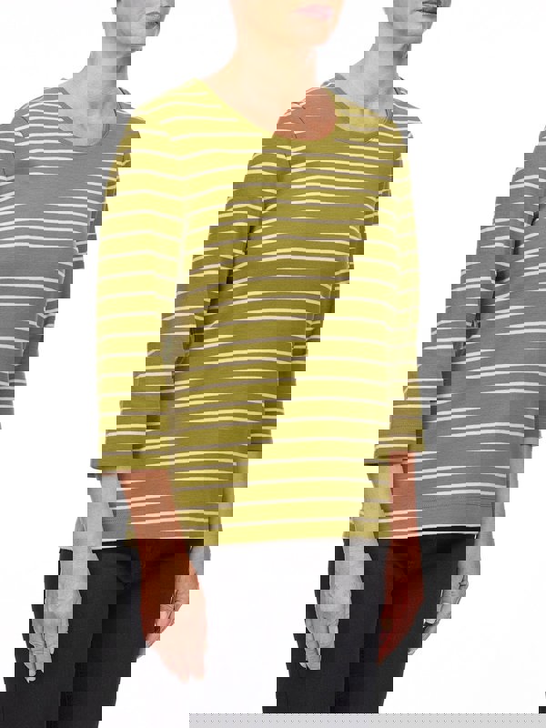 PennyPlain Scoop Neck Striped Top Top - Forest