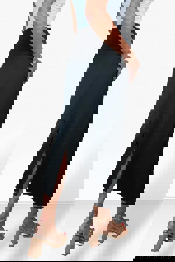 Paulo Due Women's Midi Maxi Matte Satin Skirt Elasticated Waist