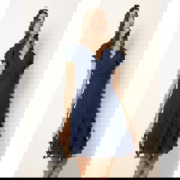 Blue Vanilla Lace Angel Sleeve Mini Dress