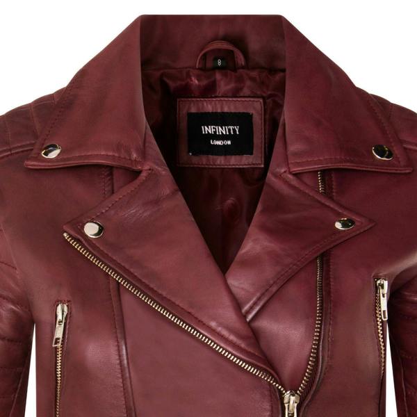 Womens Brando Cropped Leather Jacket-Longtown - Upperclass Fashions 